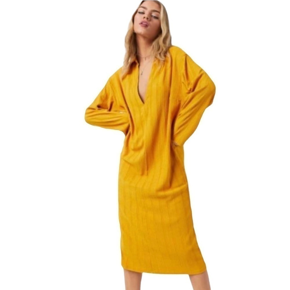 Free People Aster Long Sleeve Ribbed Dress Size S